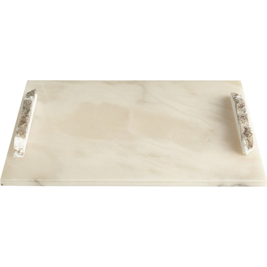 Alabaster Rectangle Tray with Rock Handles by Global Views. Made from alabaster in a modern style.