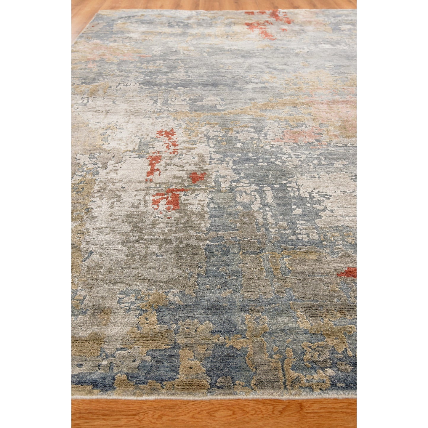 005 SI-1828516,SI-1828517,SI-1828518,SI-1828519,SI-1828520,SI-1828521 | Closeup | Laureno Rug by Exquisite Rugs in blue multi. Made from bamboo silk in a unique style.