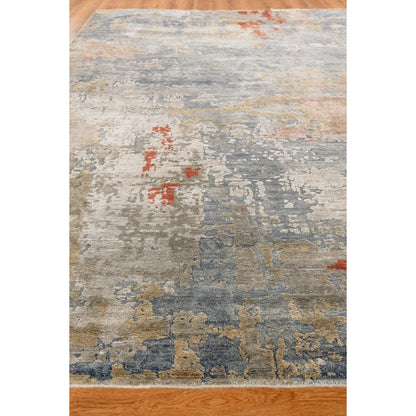 Laureno Rug by Exquisite Rugs in blue multi. Made from bamboo silk in a unique style.