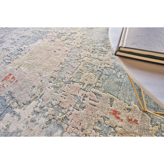 Laureno Rug by Exquisite Rugs in blue multi. Made from bamboo silk in a unique style.