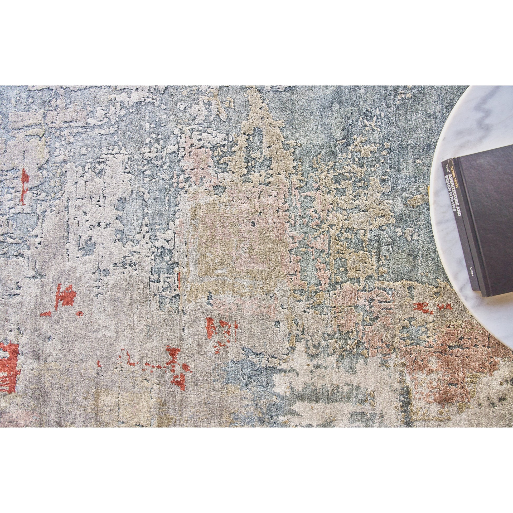 Laureno Rug by Exquisite Rugs in blue multi. Made from bamboo silk in a unique style.