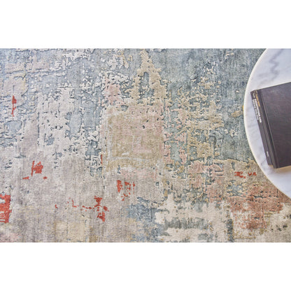 Laureno Rug by Exquisite Rugs in blue multi. Made from bamboo silk in a unique style.