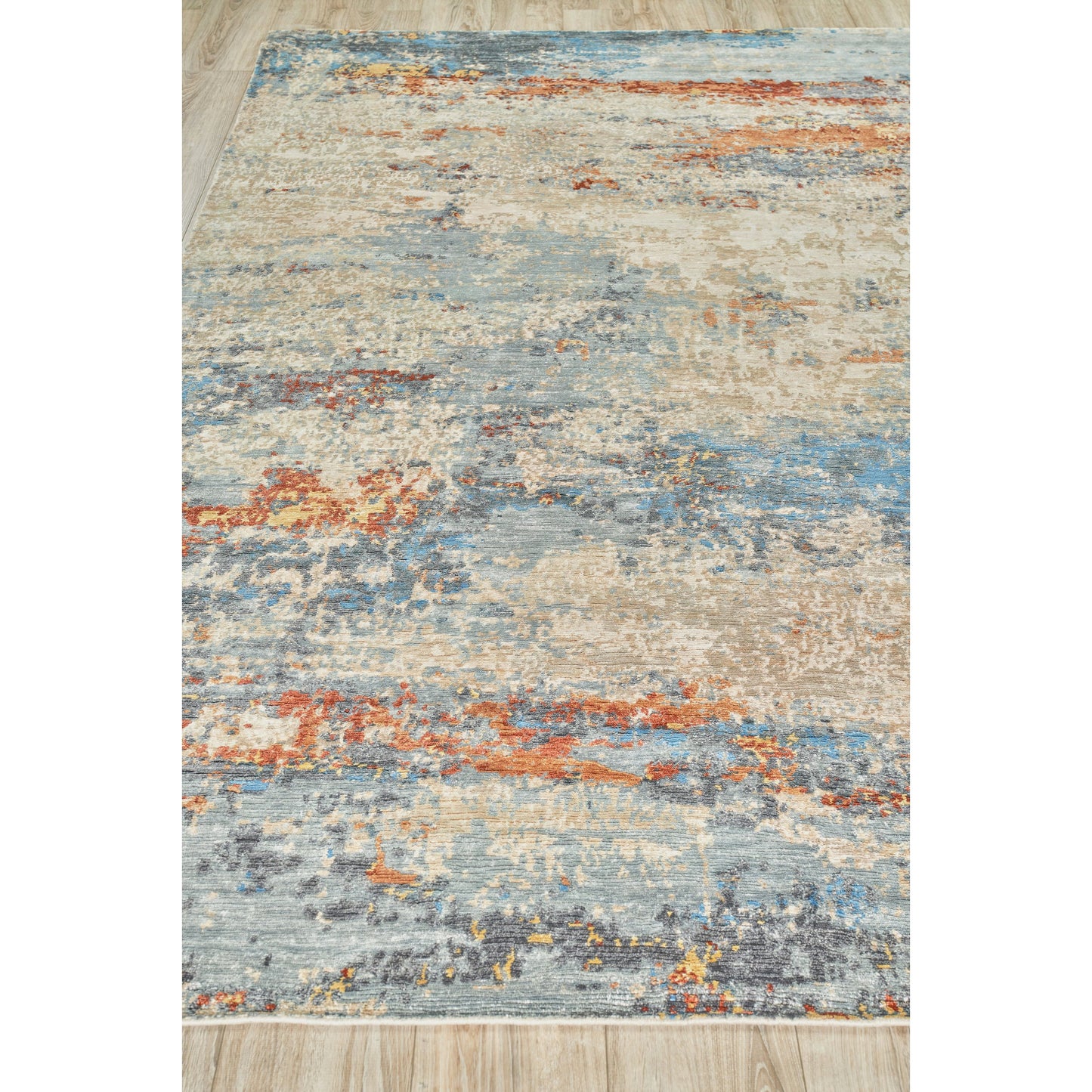 005 SI-1828534,SI-1828535,SI-1828536,SI-1828537,SI-1828538,SI-1828539 | Closeup | Laureno 4473 Rug by Exquisite Rugs in blue multi. Made from bamboo silk in a unique style.