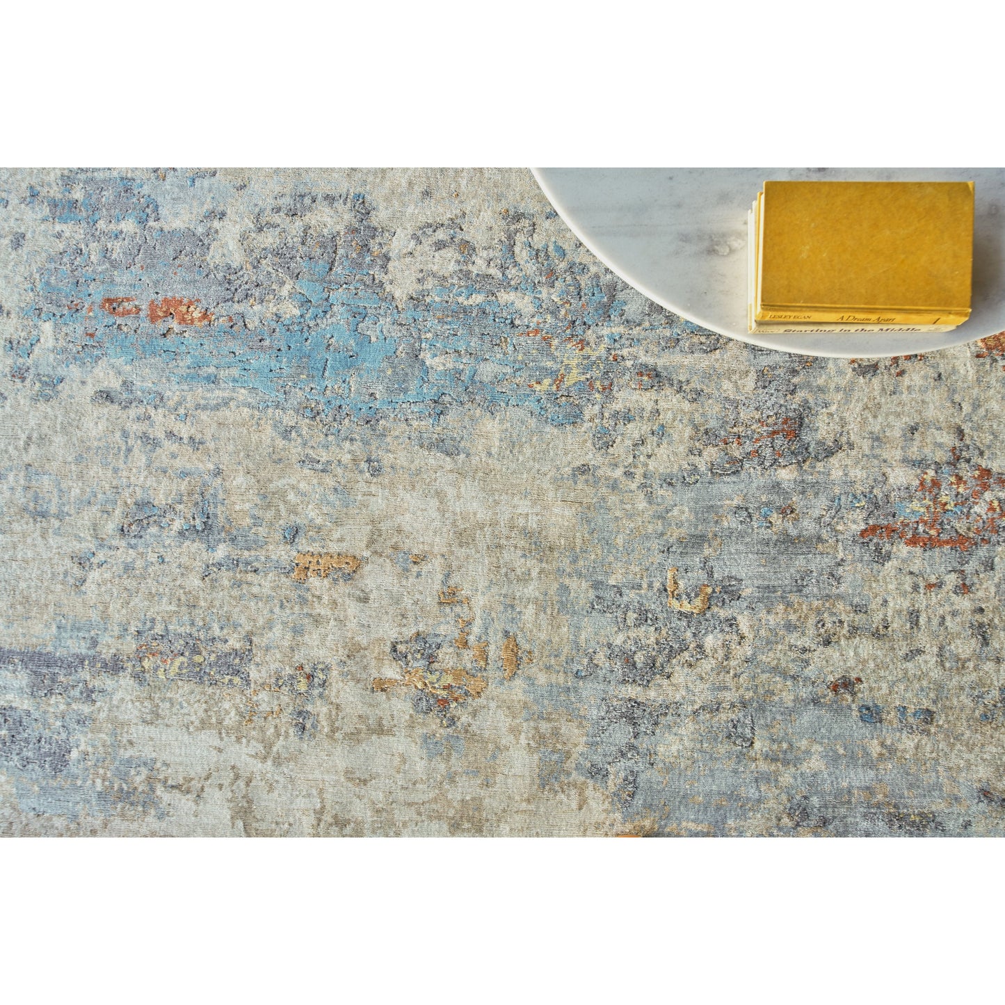 011 SI-1828534,SI-1828535,SI-1828536,SI-1828537,SI-1828538,SI-1828539 | Lifestyle | Laureno 4473 Rug by Exquisite Rugs in blue multi. Made from bamboo silk in a unique style.