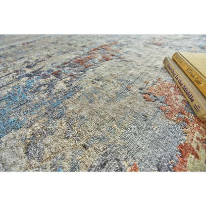 Laureno 4473 Rug by Exquisite Rugs in blue multi. Made from bamboo silk in a unique style.