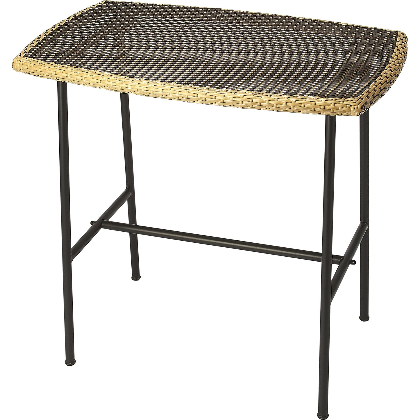 001 S-346239 | Primary Silo | Freeport Pub Table by Butler Specialty Company in dark brown and designer's edge. Made from iron, black woven polyethelene synthetic rattan in a eclectic & global style.