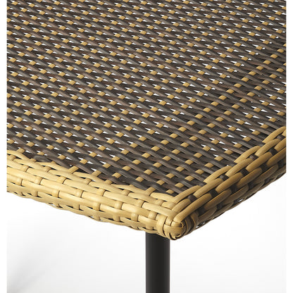 Freeport Pub Table by Butler Specialty Company in dark brown and designer's edge. Made from iron, black woven polyethelene synthetic rattan in a eclectic & global style.
