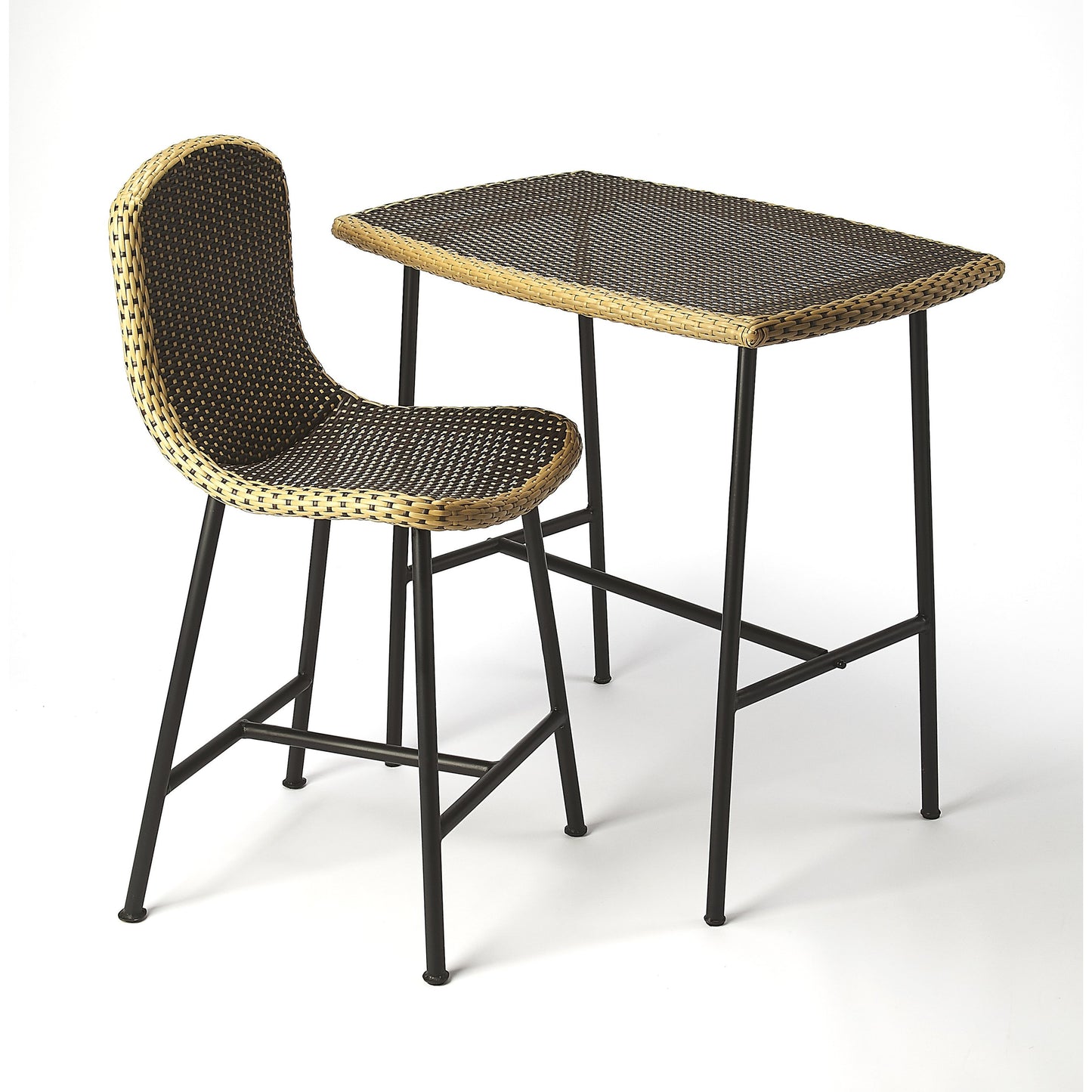 003 S-346239 | Additional Silo | Freeport Pub Table by Butler Specialty Company in dark brown and designer's edge. Made from iron, black woven polyethelene synthetic rattan in a eclectic & global style.