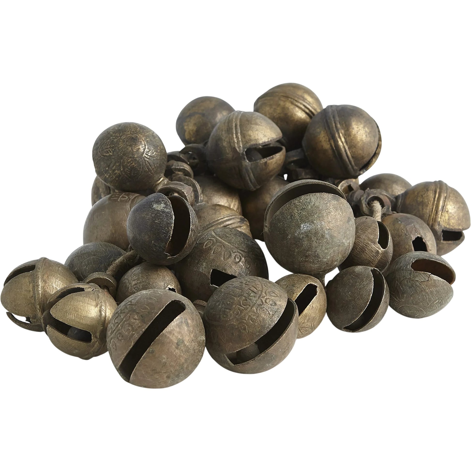 Brass Bell Cluster by Global Views. Made from brass, jute in a rustic style.