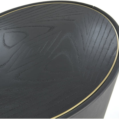 Ellipse Bedside Cabinet by Global Views in black. Made from poplar, oak, black lacquer in a modern style.