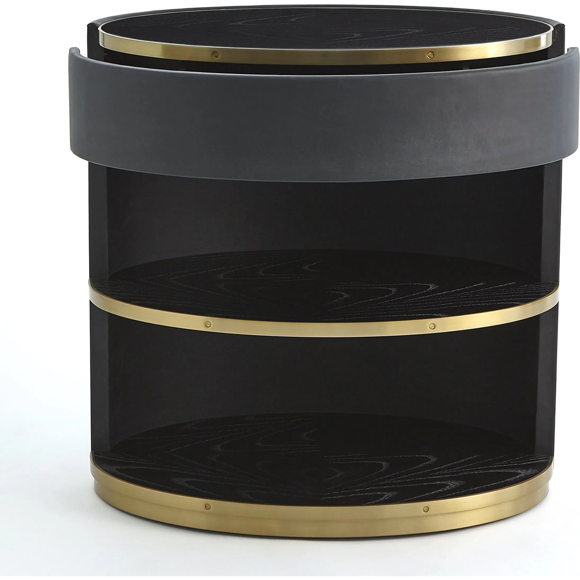 Ellipse Bedside Cabinet by Global Views in black. Made from poplar, oak, black lacquer in a modern style.
