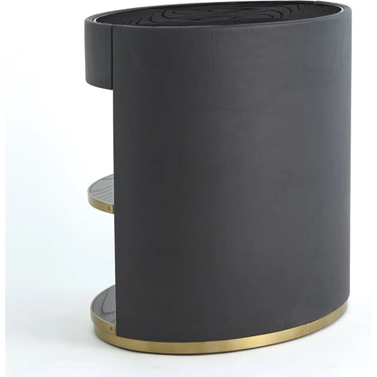 Ellipse Bedside Cabinet by Global Views in black. Made from poplar, oak, black lacquer in a modern style.