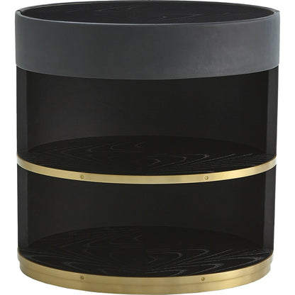 Ellipse Bedside Cabinet by Global Views in black. Made from poplar, oak, black lacquer in a modern style.