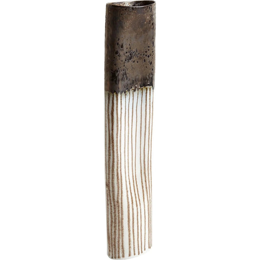 Reactive Bronze Stripe Oval Vase by Global Views. Made from porcelain in a eclectic & global style.