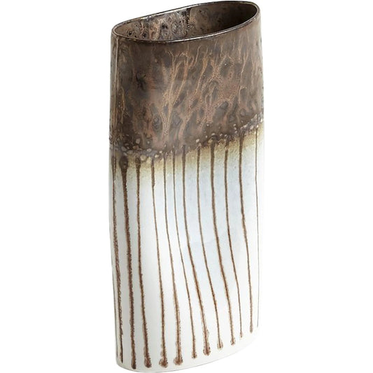 Reactive Bronze Stripe Oval Vase by Global Views. Made from porcelain in a eclectic & global style.