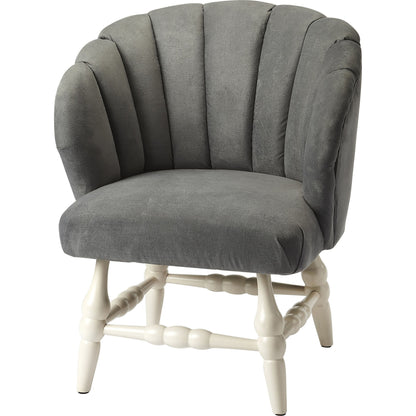 Malcom Accent Chair by Butler Specialty Company in gray and white. Made from rubberwood solids, pine board, 2lb. foam, velvet fabric (100% polyester) in a transitional style.