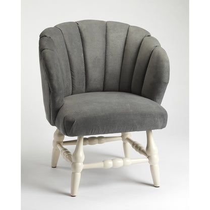 Malcom Accent Chair by Butler Specialty Company in gray and white. Made from rubberwood solids, pine board, 2lb. foam, velvet fabric (100% polyester) in a transitional style.