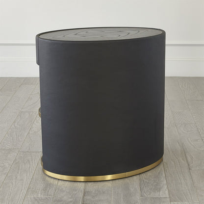 Ellipse Bedside Cabinet by Global Views in black. Made from poplar, oak, black lacquer in a modern style.