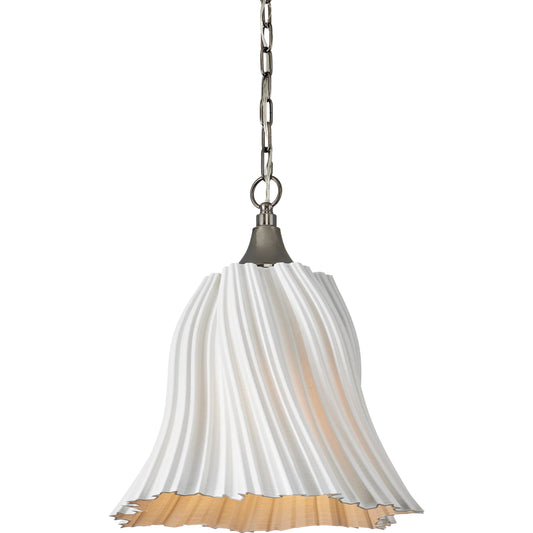 Twirl Pendant by Currey and Company in white, antique brushed nickel. Made from porcelain, metal in a unique style.