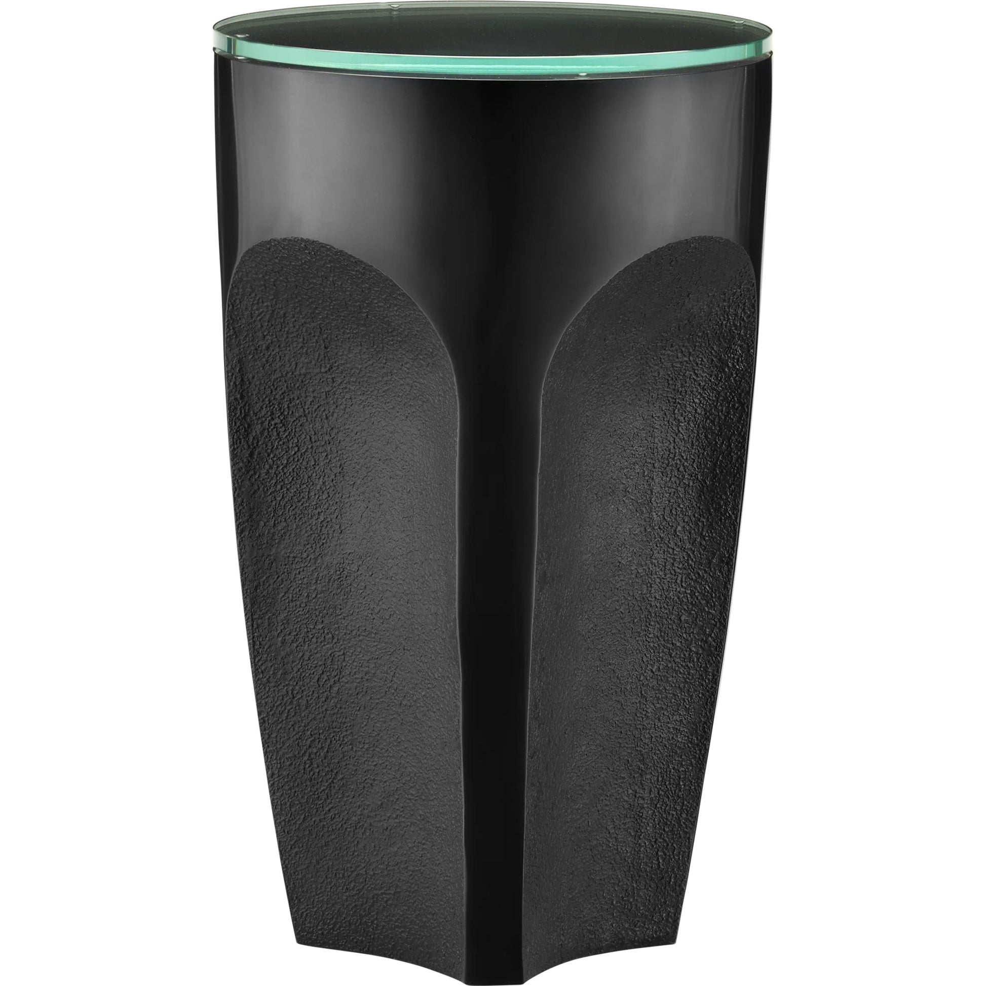 Lemy Drinks Table by Currey and Company. Made from stainless steel, tempered glass in a modern style.