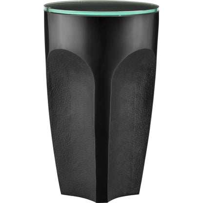 Lemy Drinks Table by Currey and Company. Made from stainless steel, tempered glass in a modern style.