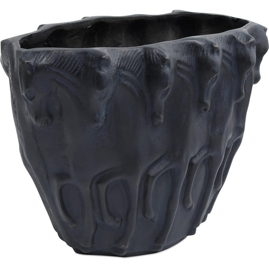 Dressage Oval Vase by Currey and Company in bronze, black. Made from cast aluminum in a eclectic & global style.