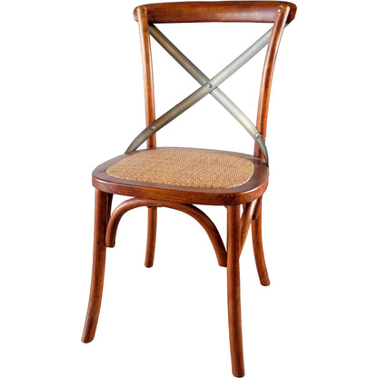 Cross Back Dining Chair by LH Imports. Made from elm, rattan, iron in a modern style.