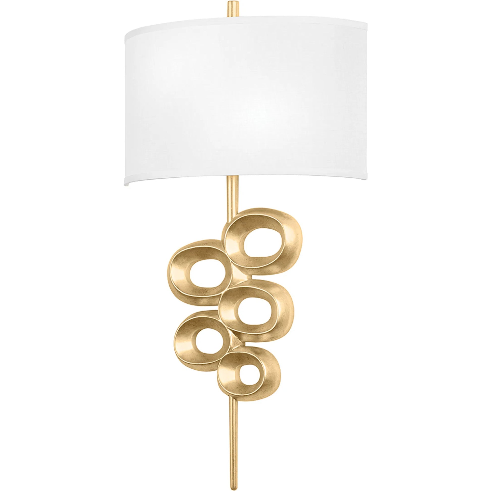 Tourmaline Wall Sconce by Corbett in vintage gold leaf. Made from steel, aluminum in a modern style.