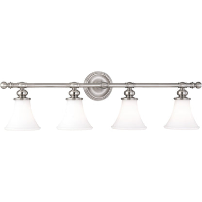 Weston Bath Bracket by Hudson Valley in polished nickel. Made from steel in a traditional style.