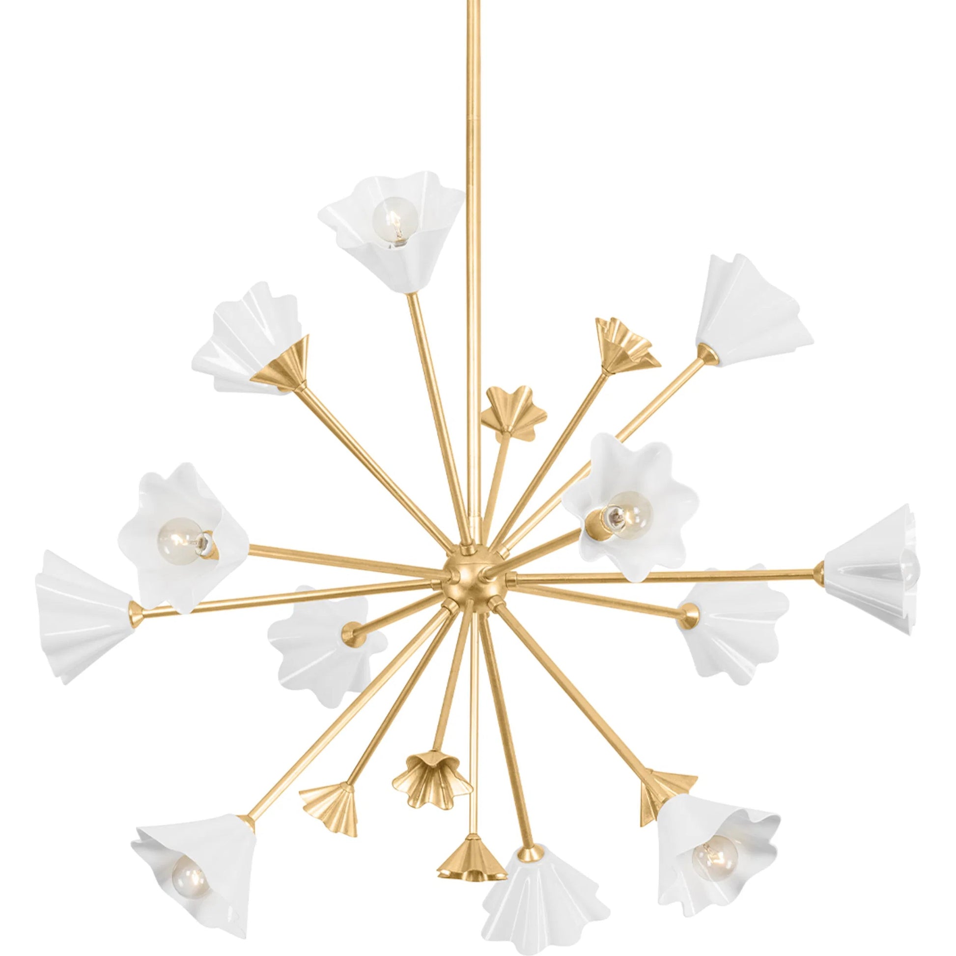 Julieta Chandelier by Corbett in vintage gold leaf. Made from steel, aluminum in a modern style.