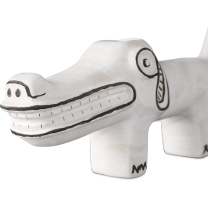 Spot the Dog by Currey and Company in washed white, black. Made from porcelain in a eclectic & global style.