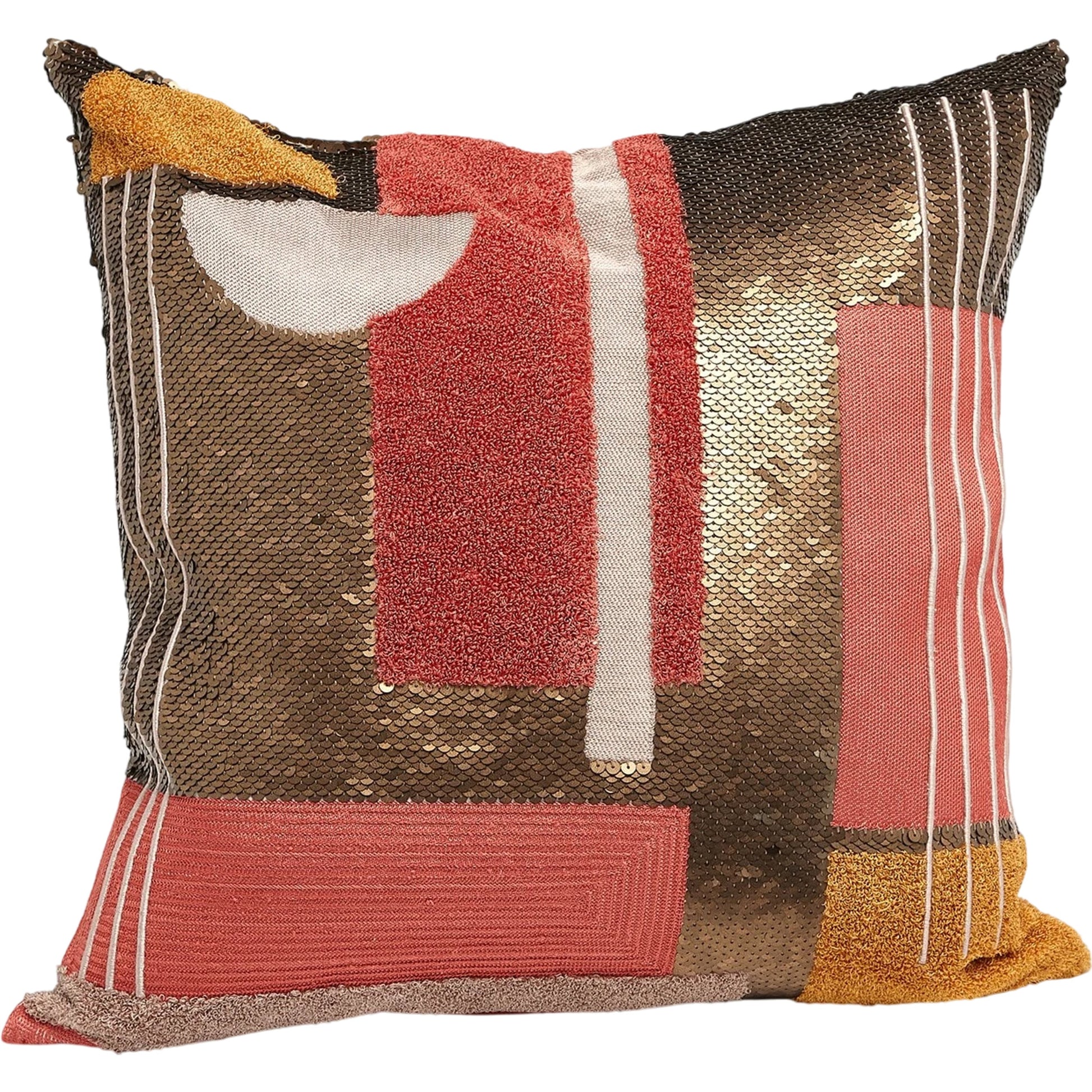 Modernist Pillow by Global Views in natural. Made from shell: 100% cotton, lining: 100% cotton, emb: acrylic, beads in a modern style.