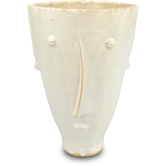 Paul Vase by Currey and Company in milky white. Made from terracotta in a modern style.
