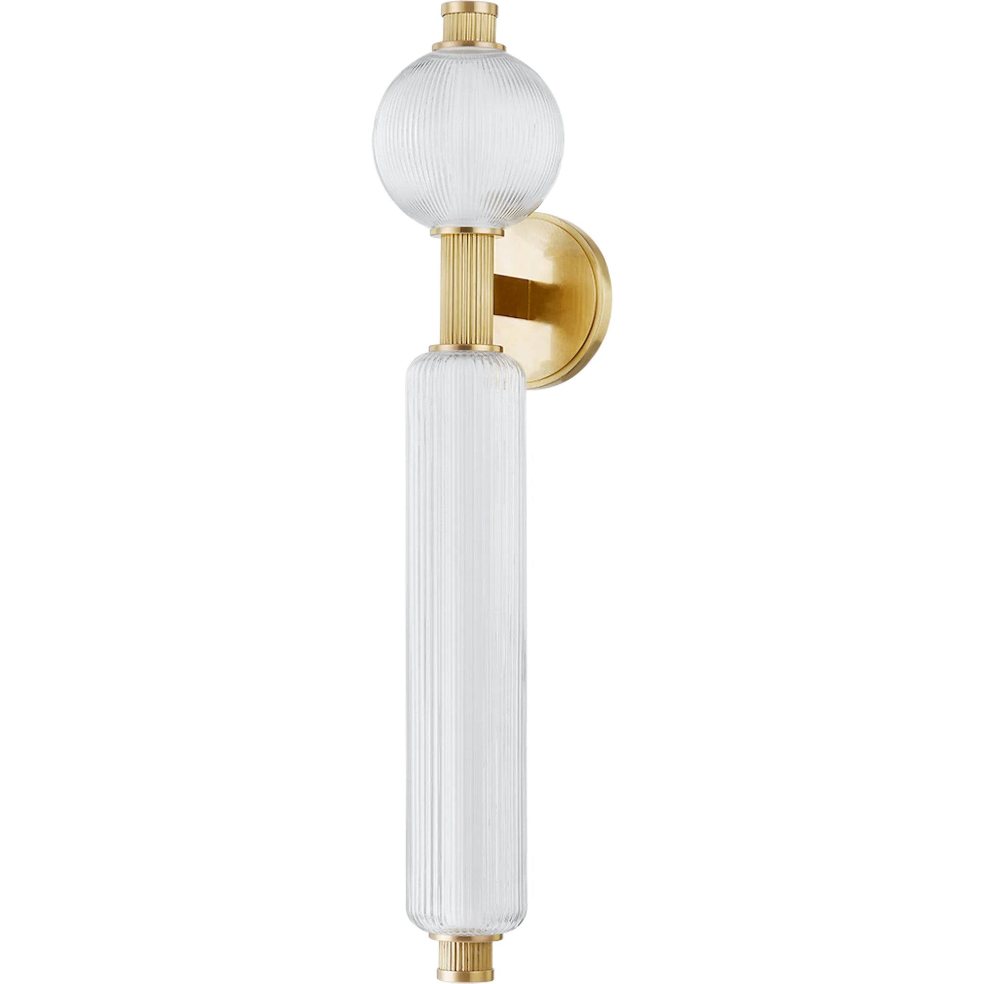 Atom Wall Sconce by Corbett in vintage brass. Made from brass in a modern style.