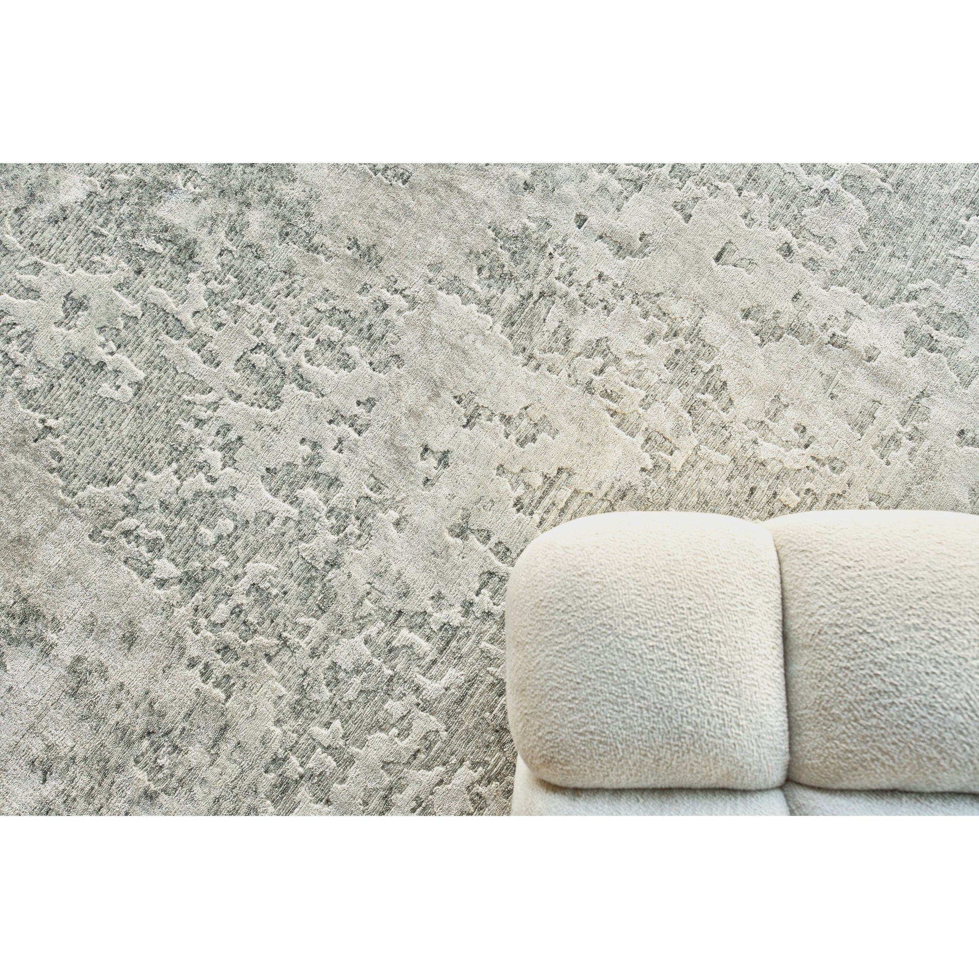 Cosmo Rug - White by Exquisite Rugs in white. Made from new zealand wool, bamboo silk in a unique style.