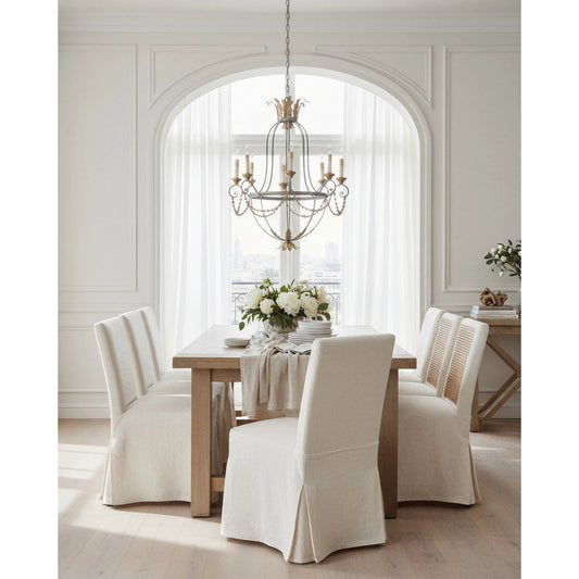 Elegance Chandelier by Currey and Company in etruscan, gold leaf. Made from wrought iron, wood in a traditional style.