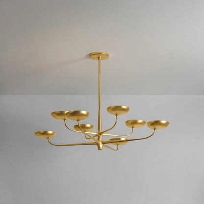 Taormina 8-Light Chandelier by Hudson Valley in vintage gold leaf. Made from iron in a unique style.