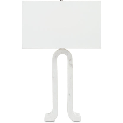 Leo Table Lamp by Currey and Company in white marble. Made from marble in a modern style.