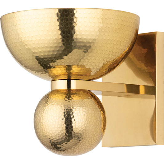 Catania Wall Sconce by Corbett in vintage brass. Made from brass in a unique style.