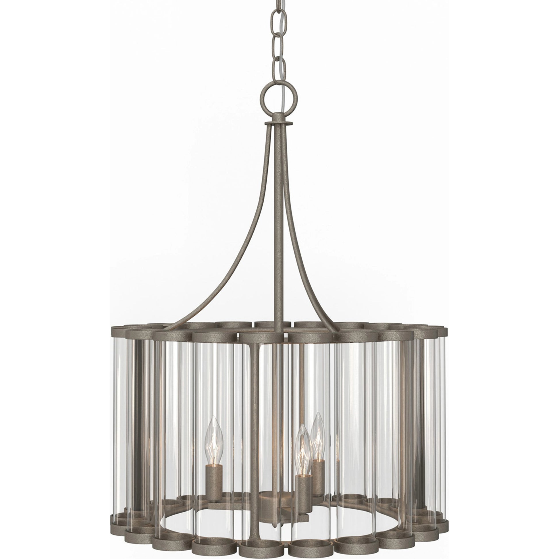 Bridgewater Chandelier by Lumanity in light sand mercury. Made from iron, glass in a traditional style.