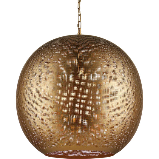 Buckram Orb Pendant by Currey and Company. Made from metal in a modern style.