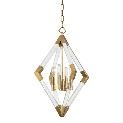 Lyons Pendant by Hudson Valley in aged brass. Made from steel in a modern style.