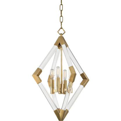Lyons Pendant by Hudson Valley in aged brass. Made from steel in a modern style.