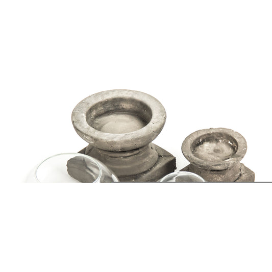 Orb Candle Holder by Zentique in distressed gray and granular clay, glass. Made from granular clay, glass in a modern style.