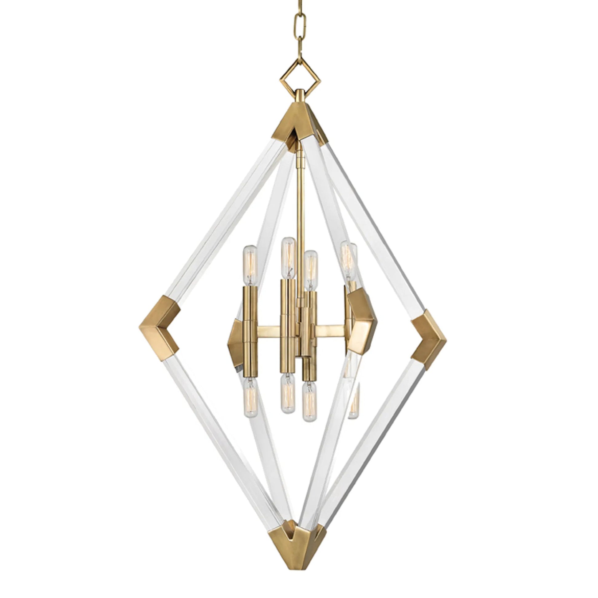 Lyons Pendant by Hudson Valley in aged brass. Made from steel in a modern style.