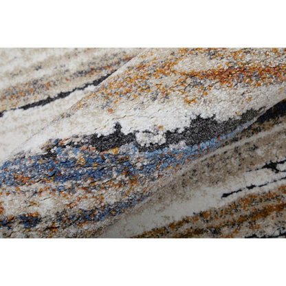 Gilmore Stripes Rug - 39MQF by Feizy in ivory, orange, gray. Made from polypropylene in a unique style.