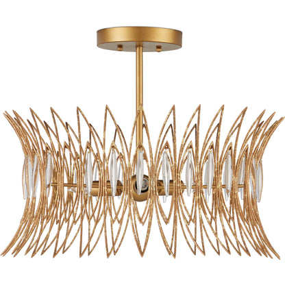 Marquise Semi-Flush Mount by Currey and Company in clear, luxor gold. Made from glass, wrought iron in a unique style.