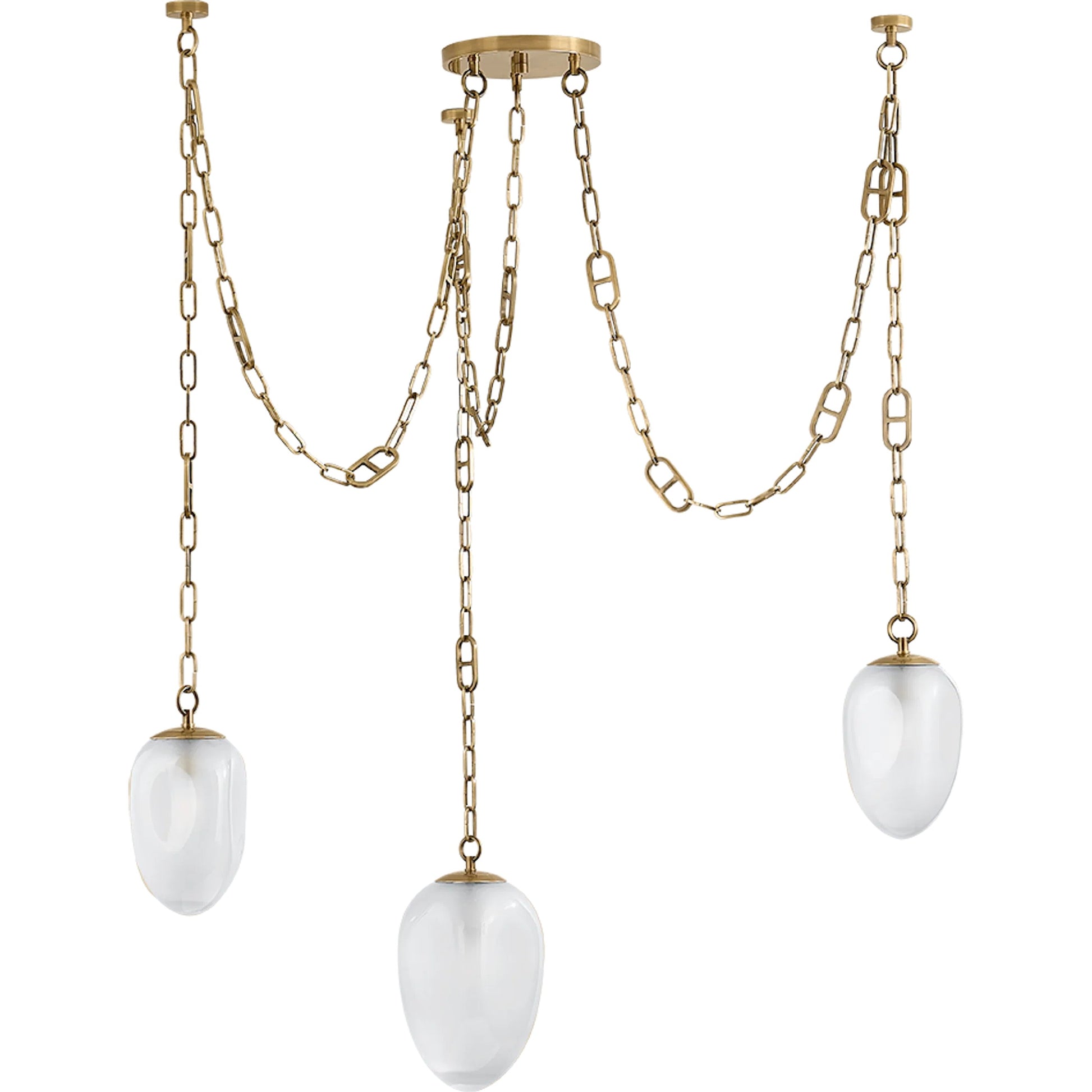 Daith 3-Light Chandelier by Corbett in vintage brass. Made from steel in a modern style.