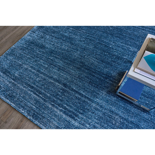 Plush 4660 Rug by Exquisite Rugs in dark blue. Made from bamboo silk and mohair wool in a unique style.