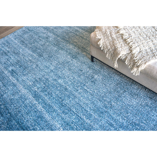 Plush 4662 Rug by Exquisite Rugs in light blue. Made from bamboo silk and mohair wool in a unique style.